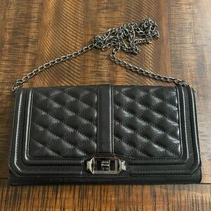 Rebecca Minkoff black leather Love clutch